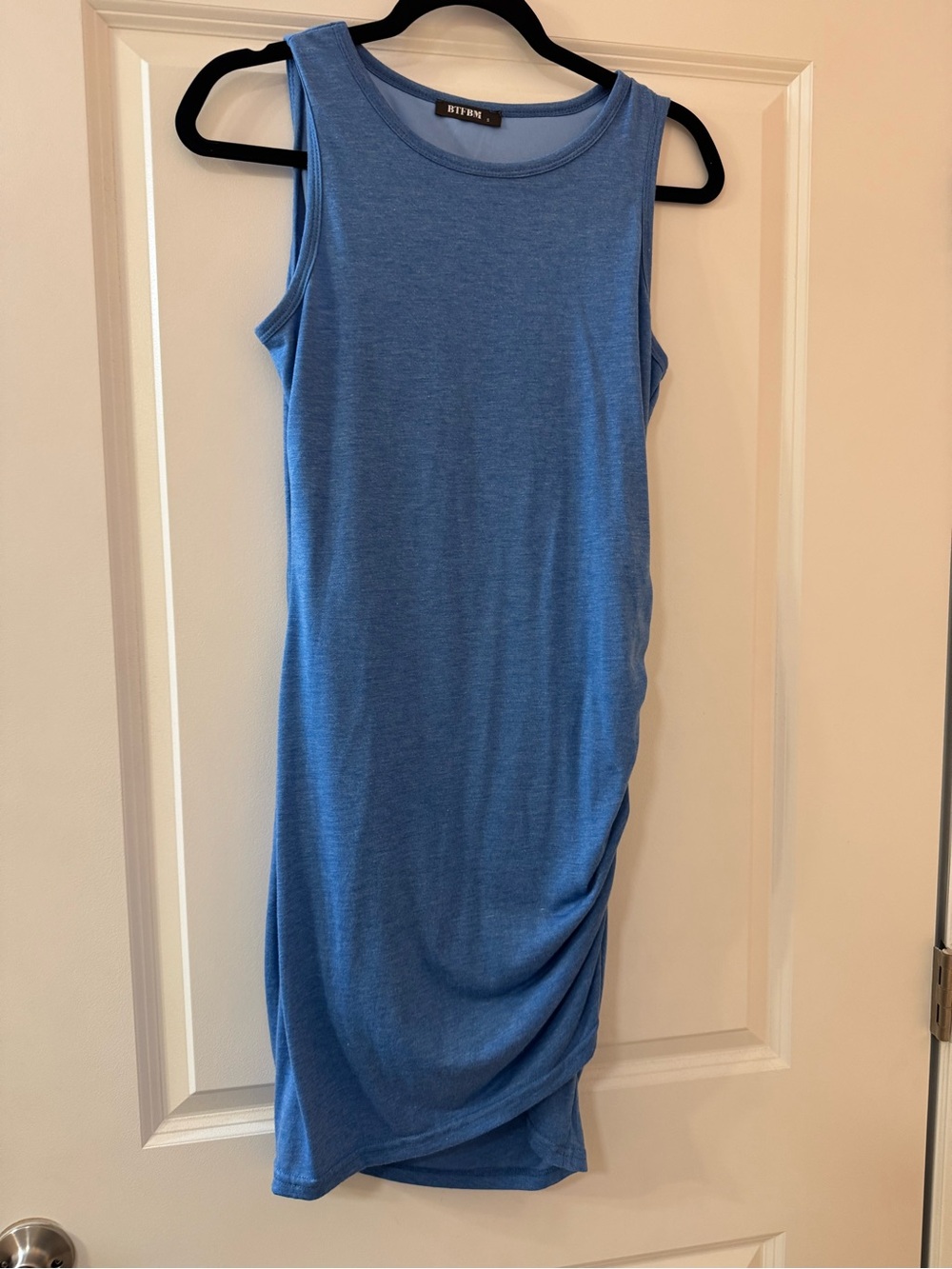 Blue Sleeveless Knit Mini Dress